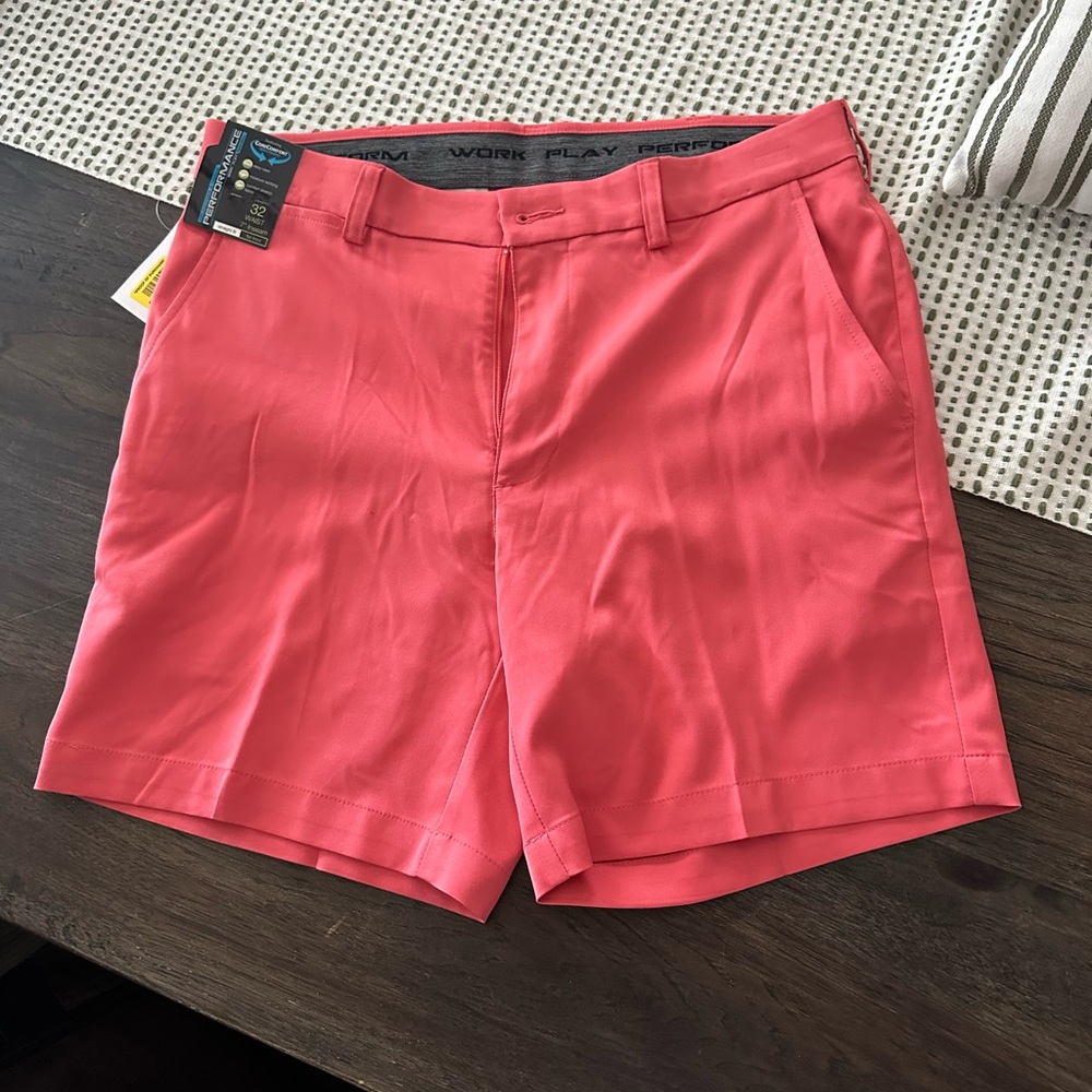 Roundtree & Yorke Pink Bermuda Shorts Tailored Cotton Blend